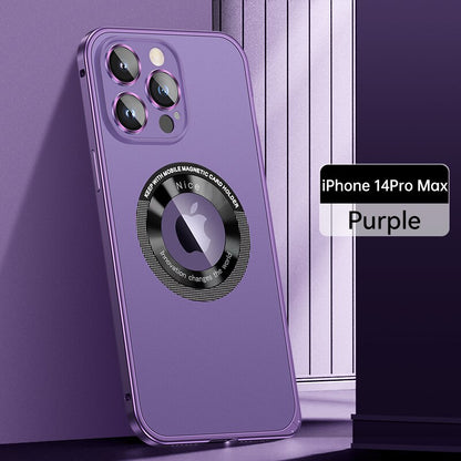 Magnetic Metal Phone Case Aluminum Frame Original Color Phone - Purple / For Iphone 14 - sky-cover