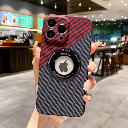 Carbon Fiber Twill Phone Case for iPhone compatible with Magsafe - Red Black / For iPhone12 - sky-cover