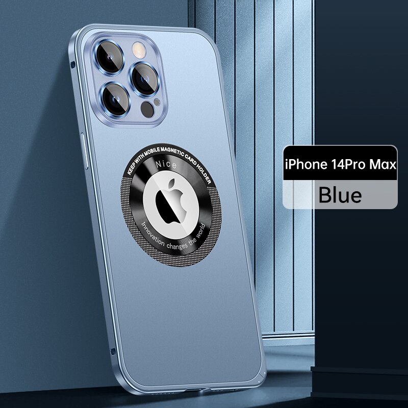 Magnetic Metal Phone Case Aluminum Frame Original Color Phone - Blue / For Iphone 14 - sky-cover