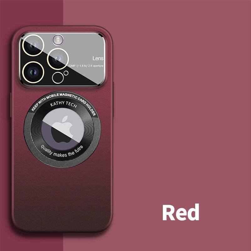 Premium Glass Lens Phone Case - Magsafe Compatible - Supports Wireless Charging - Red / For iPhone 14 - sky-cover