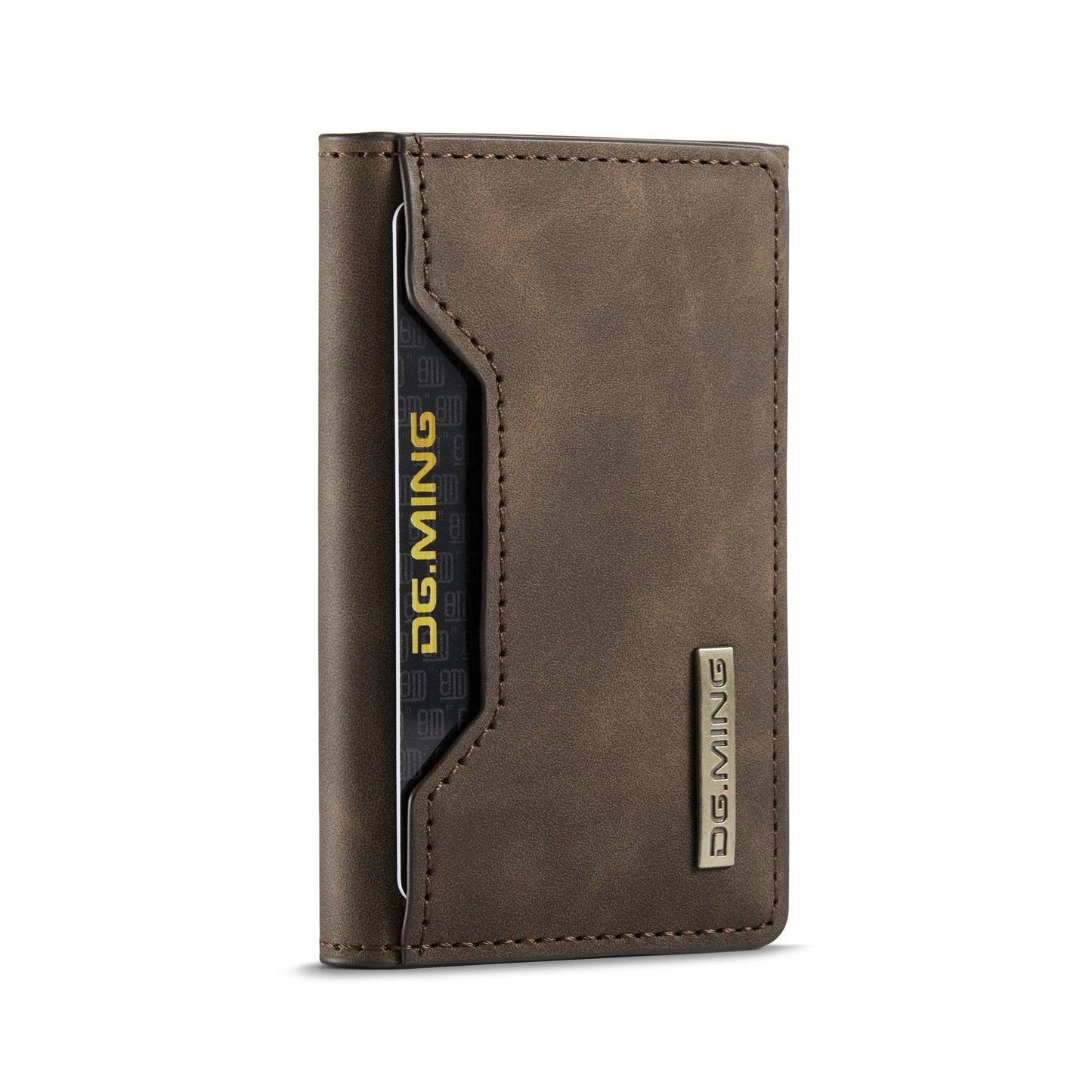 Leather Phone Wallet And Magnetic Card Holder - Fits Any Smartphone - Coffee - sky-cover