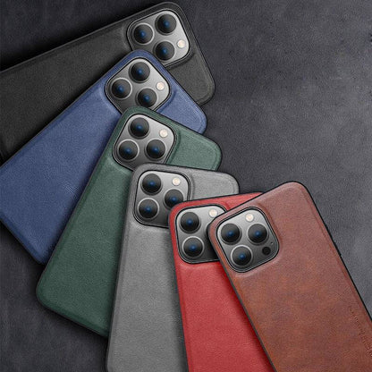Luxury Vintage Leather +TPU Protective Back Cover for iPhone 14 Pro Compatibile con MagSave - sky-cover