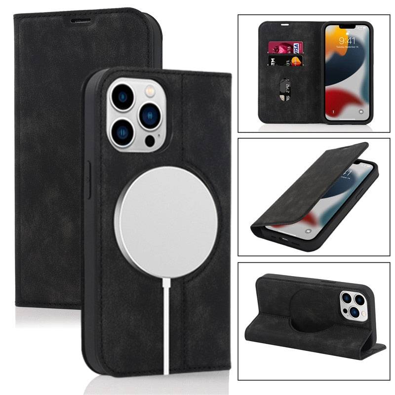 Magnetic Leather Card Holder Wallet RFID Protected and MagSafe Compatible - sky-cover