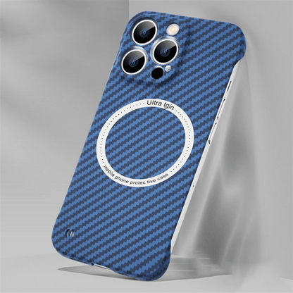 New Version 2.0 MagSafe Compatible Magnetic Cover Carbon Fiber Texture - Blue / iPhone 13 - sky-cover