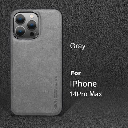 Luxury Vintage Leather +TPU Protective Back Cover for iPhone 14 Pro Compatibile con MagSave - Grey / For iPhone14 Pro Max - sky-cover