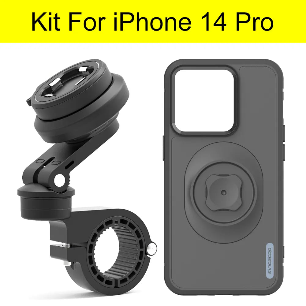 Shockproof Shock Absorption Phone Holder for Motorcycle, Road Mountain Bike Riding for iPhone Accessories - L061-KIT-14 PRO / Black - sky-cover