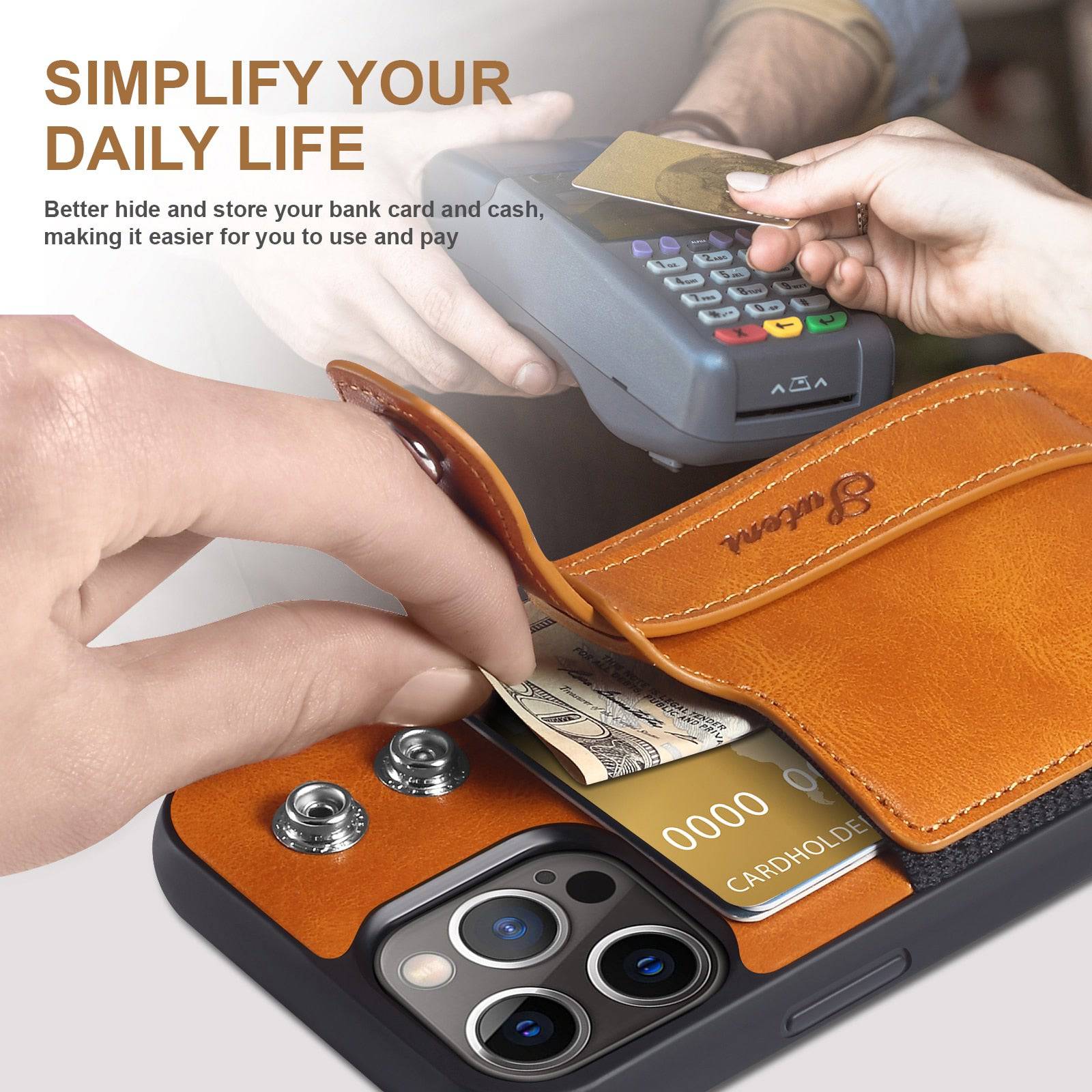 Luxury Case Leather Wallet Cover With Wrist Strap Stand Feature Credit Cards Pocket - sky-cover