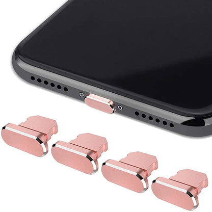 4 PCS Aluminum Alloy Anti Dust Plug for All iPhone Series and iPad AirPods - Rose Gold-4PCS - sky-cover