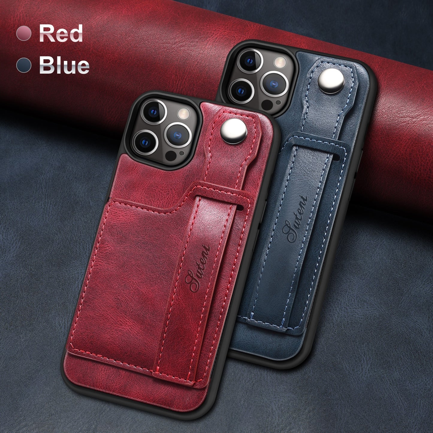 Luxury Case Leather Wallet Cover With Wrist Strap Stand Feature Credit Cards Pocket - sky-cover