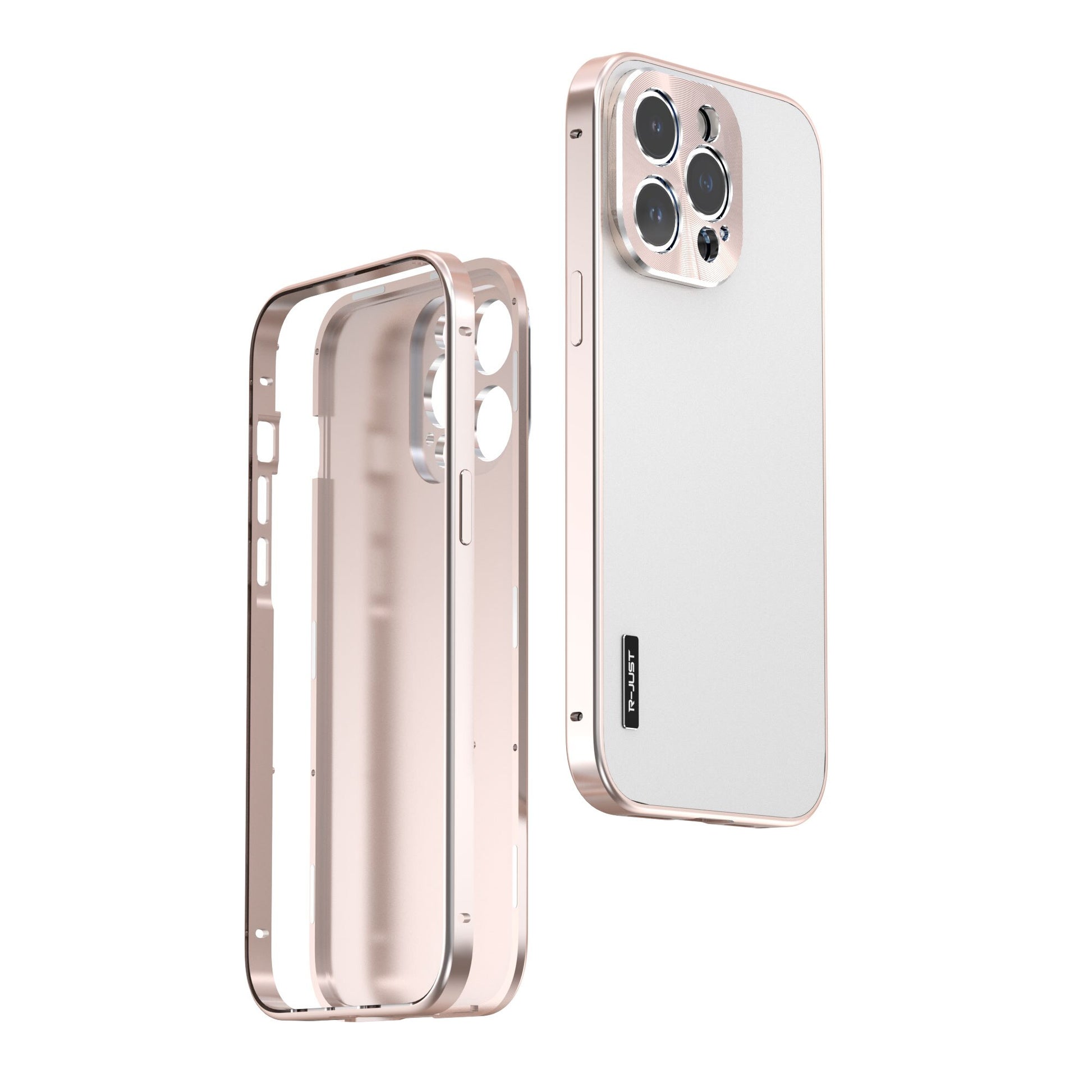 Aluminum Alloy Magnetic Frame Case Metal - Lens Protection and hard plastic PC back - Limitless 3.0 - Rose Gold / For iphone 14 - sky-cover