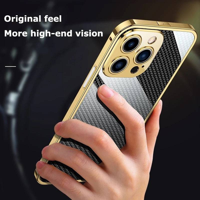 Luxury Square Metal Frame iPhone 13 cases backplane Shockproof Cover