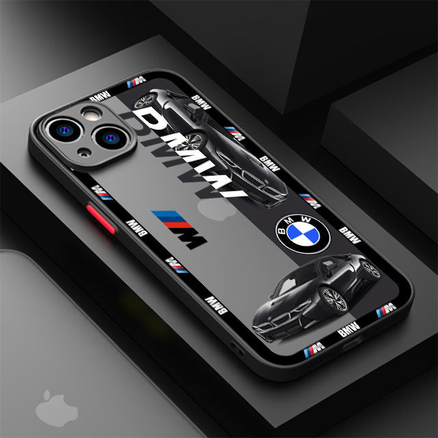 Luxury BMW Sports Drift Car Case For Apple iPhone 15, 14, 13, 12, 11 pro max Matte Phone Compatible with wireless charging Magsafe - Sky-BMW 02 / for iPhone 14 - sky-cover