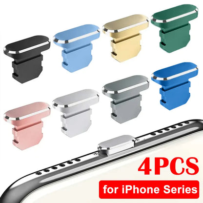4 PCS Aluminum Alloy Anti Dust Plug for All iPhone Series and iPad AirPods - sky-cover