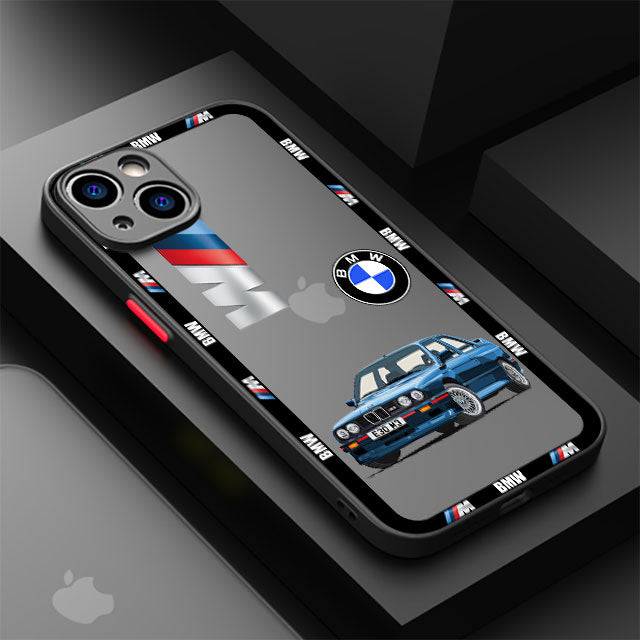 Luxury BMW Sports Drift Car Case For Apple iPhone 15, 14, 13, 12, 11 pro max Matte Phone Compatible with wireless charging Magsafe - Sky-BMW 03 / for iPhone 14 - sky-cover