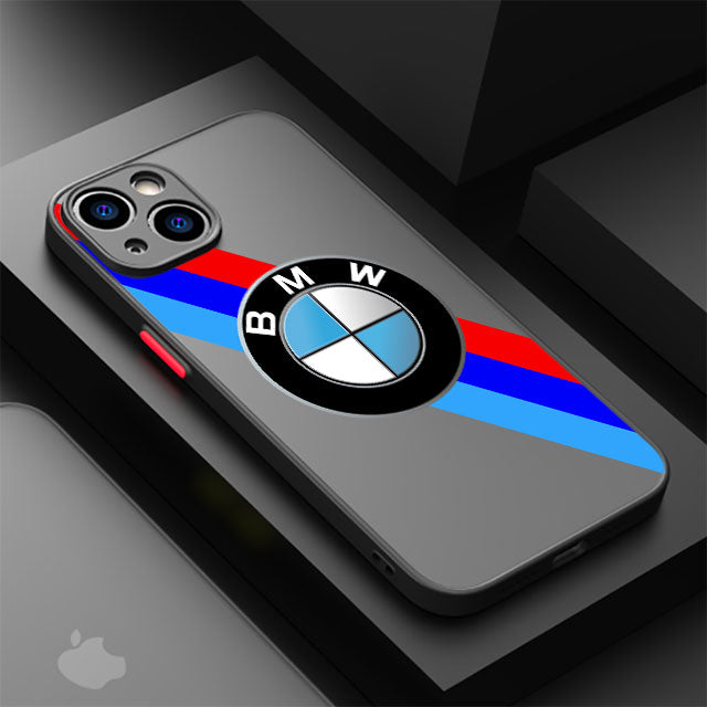 BMW Car Case for Apple iPhone 15 Pro Max Luxury Shockproof Matte Cover - Sky-BMW02 / iPhone 14 - sky-cover