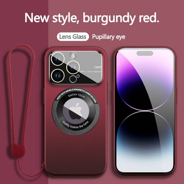 Premium Glass Lens Phone Case - Magsafe Compatible - Supports Wireless Charging - Red cord / For iPhone 14 - sky-cover