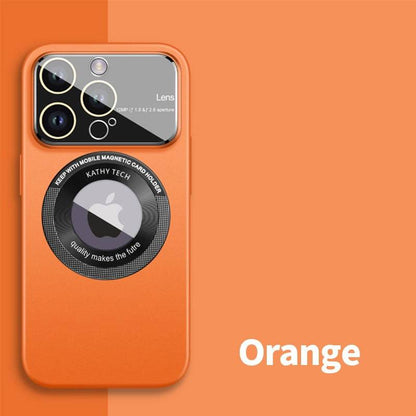 Premium Glass Lens Phone Case - Magsafe Compatible - Supports Wireless Charging - Orange / For iPhone 14 - sky-cover