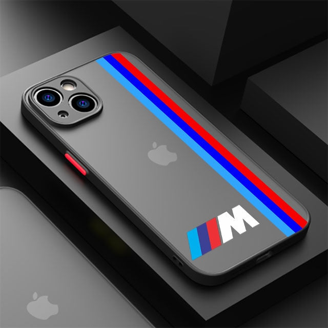 BMW Car Case for Apple iPhone 15 Pro Max Luxury Shockproof Matte Cover - Sky-BMW03 / iPhone 14 - sky-cover