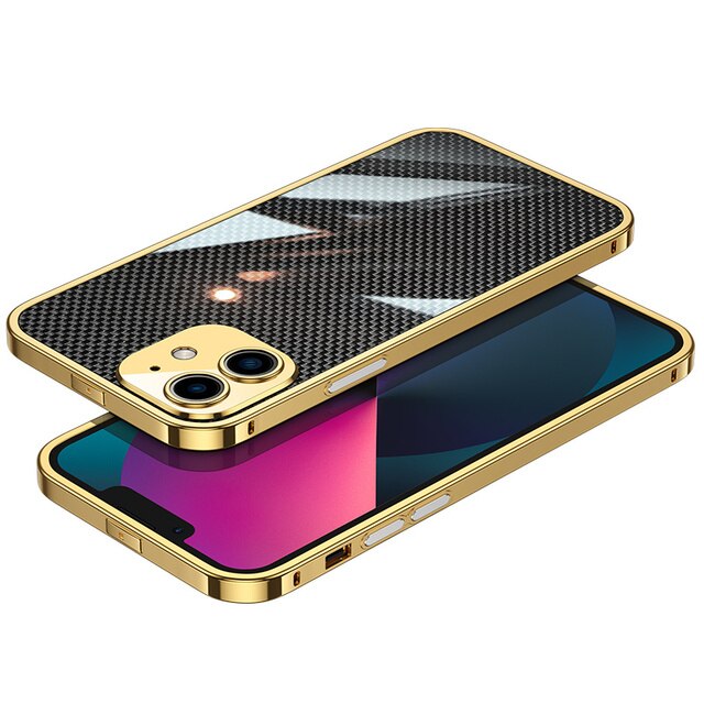 New Version 2.0 Stainless steel phone case with a metal frame - Gold / For IPhone 13 - sky-cover