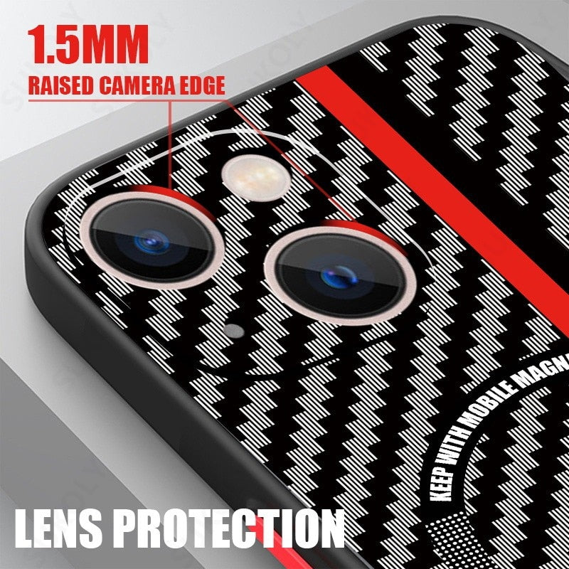 Carbon Fiber For Magsafe Wireless Charging Case For iPhone 15 Pro Max Shockproof Luxury Acrylic Phone - sky-cover