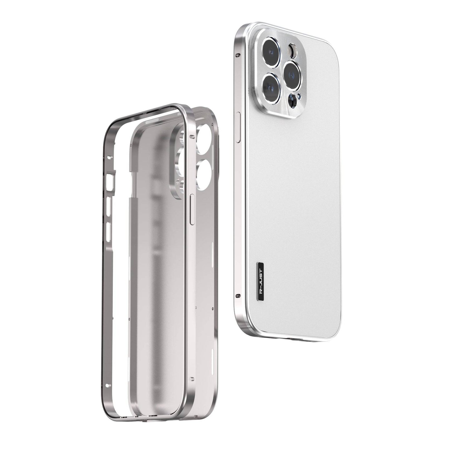 Aluminum Alloy Magnetic Frame Case Metal - Lens Protection and hard plastic PC back - Limitless 3.0 - Silver / For iphone 14 - sky-cover