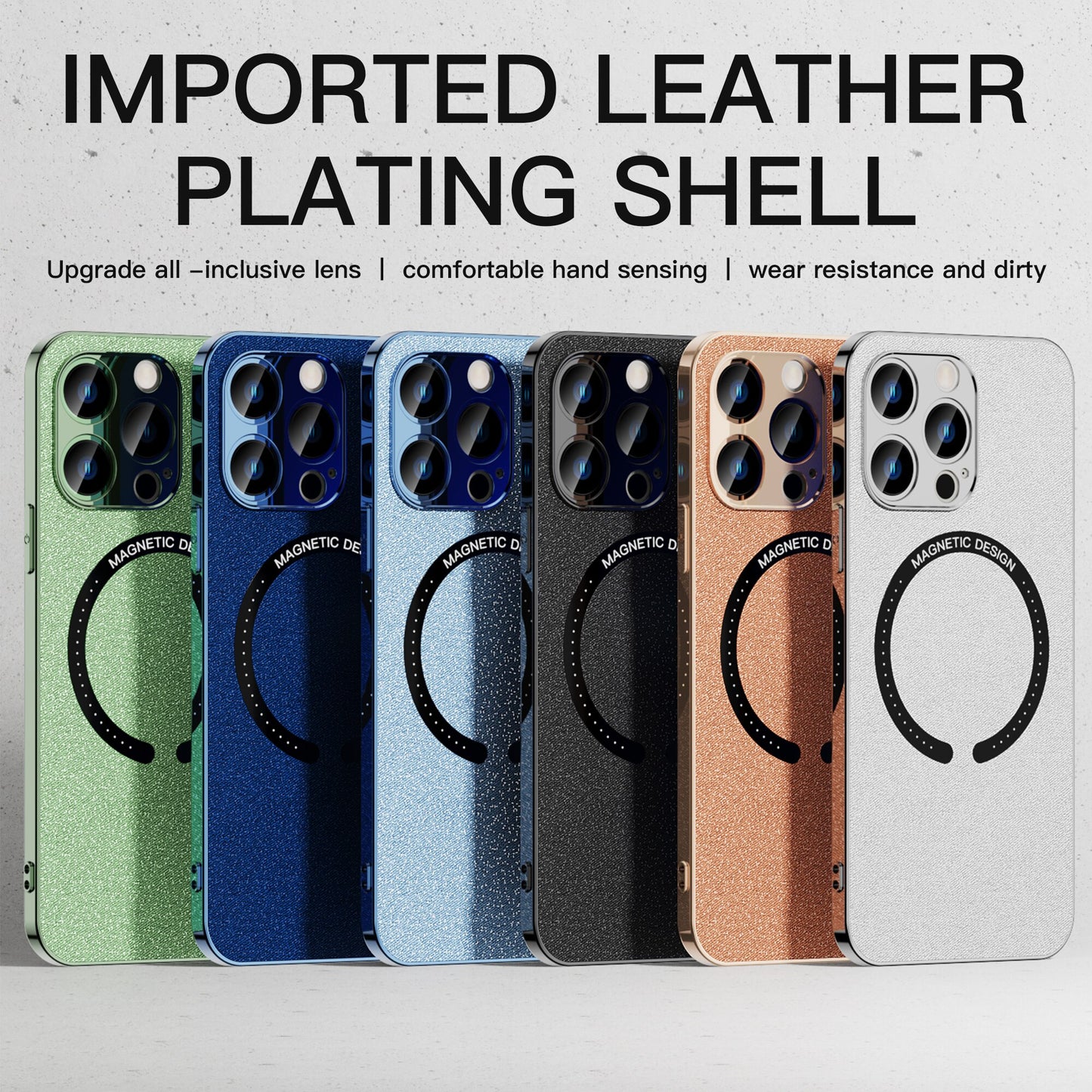 Leather Case for Magsafe Cases Electroplating Magnetic - sky-cover