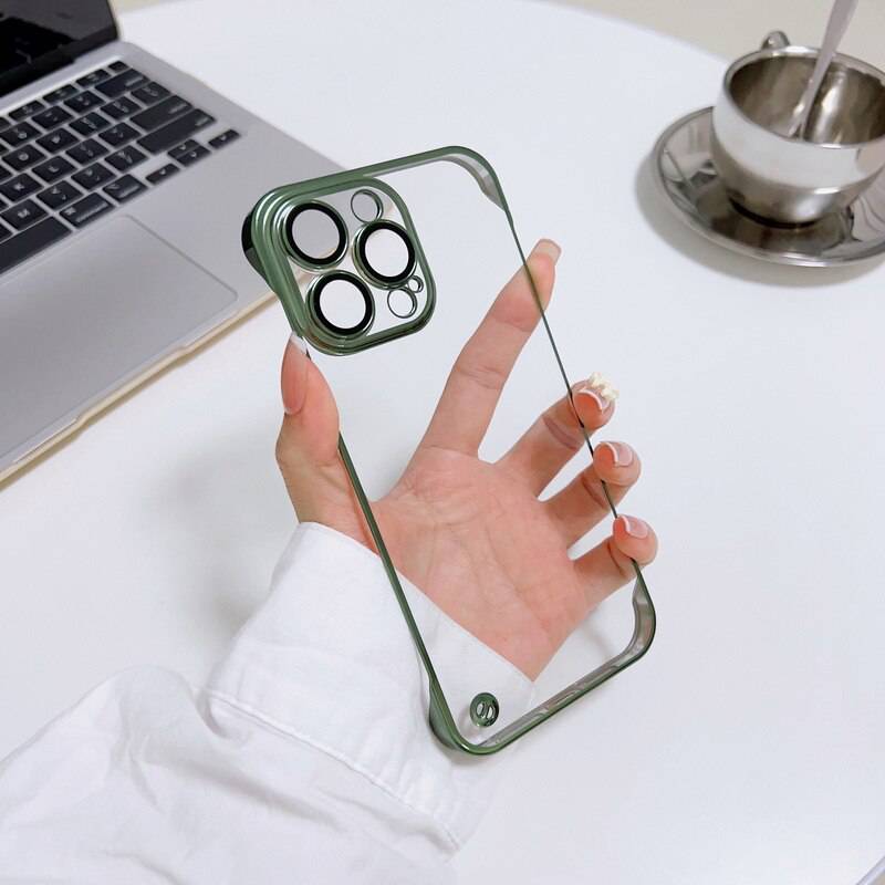 Lens Film Protector Frameless - Ultra Slim Clear Plating Case -Shockproof Soft - Green / For iPhone 14 Pro Max - sky-cover