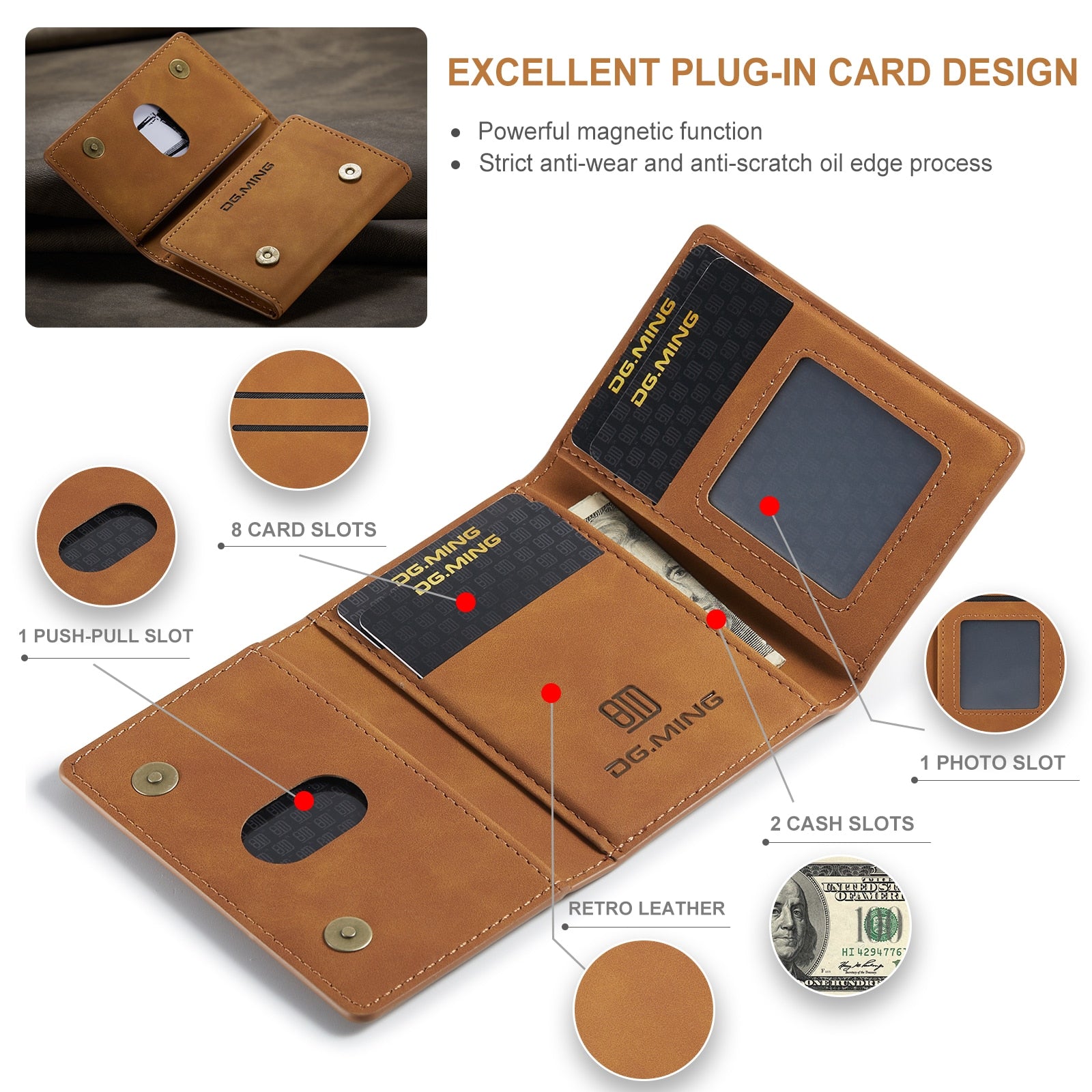 Leather Phone Wallet And Magnetic Card Holder - Fits Any Smartphone - sky-cover