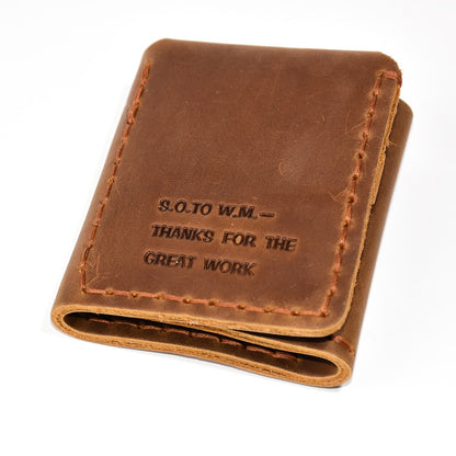 Vintage Men's Wallet Handmade Genuine Leather The Secret Life of Walter Mitty Same Style Short Wallet Money Clip for Men Father's Gift - Brown - sky-cover