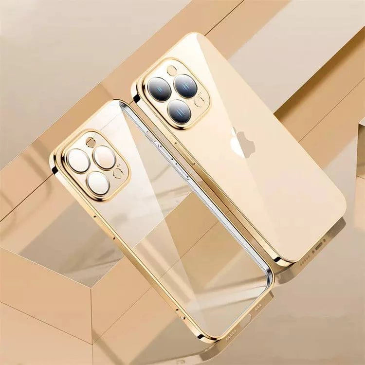 Shockproof Ultra Thin TPU Case Anti-yellow Full Protection Cover With Lens protector - for iPhone 13 Mini / Gold - sky-cover