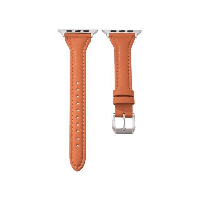 Band Woman Strap Leather Smart Watch - 38mm for series 123 / Orange - sky-cover