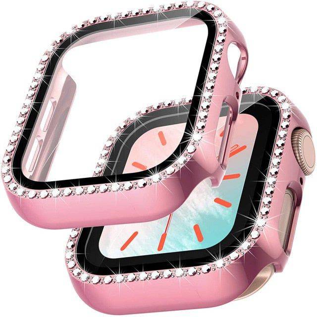 Diamond Bumper Protective Watch Cover Compatible with Apple Watch - Pink / series123 38MM - sky-cover
