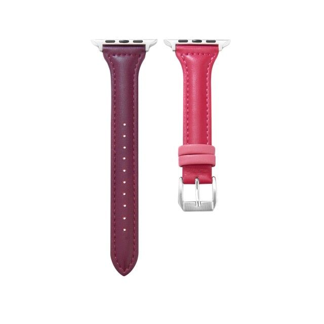 Band Woman Strap Leather Smart Watch - 38mm for series 123 / Wine rose red - sky-cover