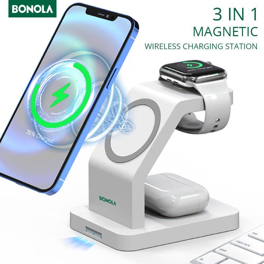 Smartphone fast charging, magnetic holder 3 in 1 wireless charging - sky-cover