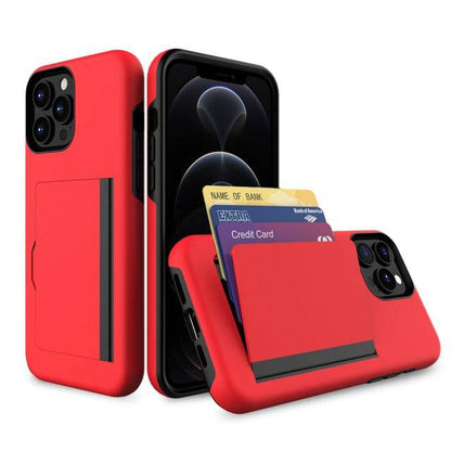 Phone case with card holder and strap - Red / For iPhone 13 Mini - sky-cover