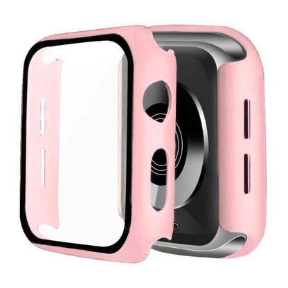 Cover the Side and edges Dumper Tempered Glass Watch cases - Red pink / Series456 SE 44MM - sky-cover
