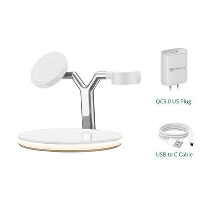 intelligent three-in-one integrated wireless 15w fast charge - white - sky-cover
