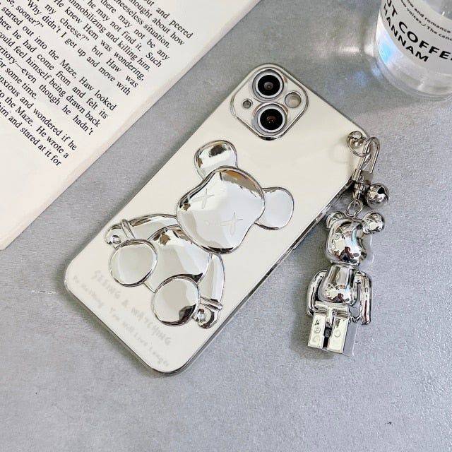 3D Rabbit Phone Cover Smiley Face Phone Case - iPhone 13 Pro Max / Silver - sky-cover