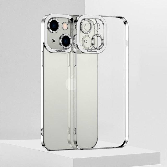 Luxury Plated Transparent TPU Silicon Phone Case - Box-Fresh Protection with a View - Silver / For iPhone 13 - sky-cover