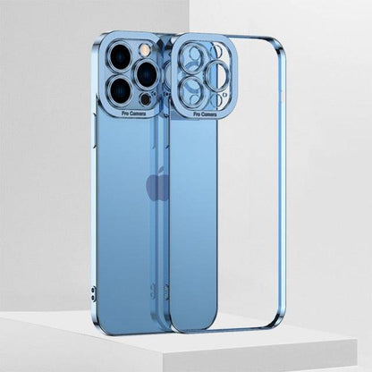 Luxury Plated Transparent TPU Silicon Phone Case - Box-Fresh Protection with a View - Sierra Blue / For iPhone 13 Pro - sky-cover