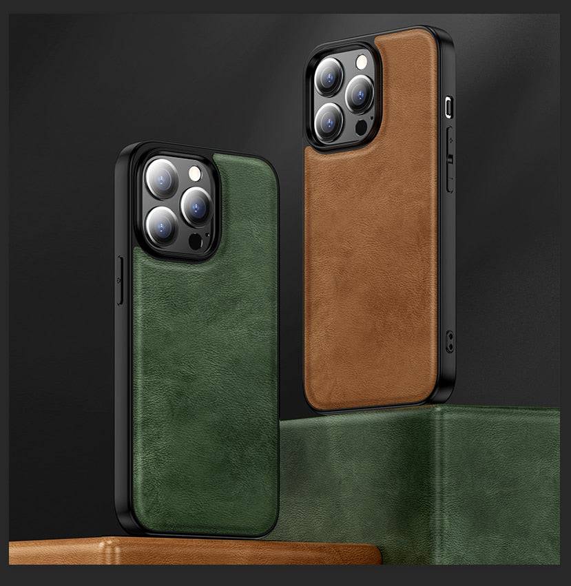 Luxury Shockproof Bumper Leather Phone Cover For iPhone Series - sky-cover