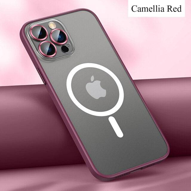 Cover compatible with wireless charging Magsafe and plus lens protection - Dark Red / for iPhone 13 Pro - sky-cover