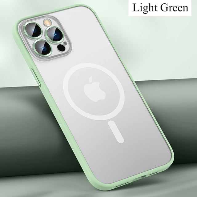 Cover compatible with wireless charging Magsafe and plus lens protection - Light Green / for iPhone 13 - sky-cover